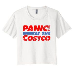 Distressed Panic At The Costco Funny Meme Women's Crop Top Tee