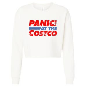 Distressed Panic At The Costco Funny Meme Cropped Pullover Crew