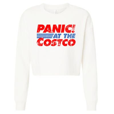 Distressed Panic At The Costco Funny Meme Cropped Pullover Crew