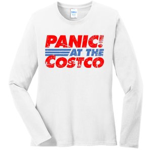 Distressed Panic At The Costco Funny Meme Ladies Long Sleeve Shirt