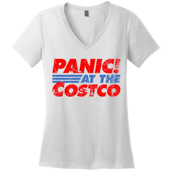 Distressed Panic At The Costco Funny Meme Women's V-Neck T-Shirt