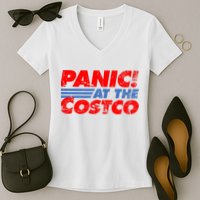 Distressed Panic At The Costco Funny Meme Women's V-Neck T-Shirt