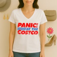 Distressed Panic At The Costco Funny Meme Women's V-Neck T-Shirt