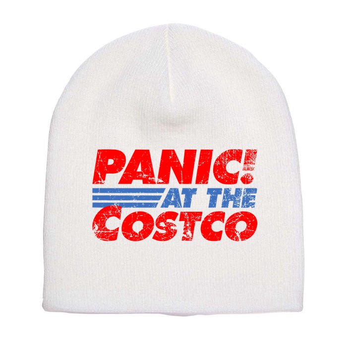 Distressed Panic At The Costco Funny Meme Short Acrylic Beanie