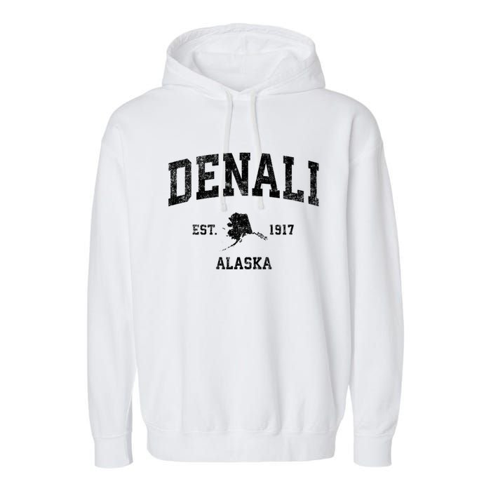 Denali Park Alaska Ak Vintage Established Sports Design Garment-Dyed Fleece Hoodie