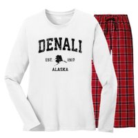 Denali Park Alaska Ak Vintage Established Sports Design Women's Long Sleeve Flannel Pajama Set 