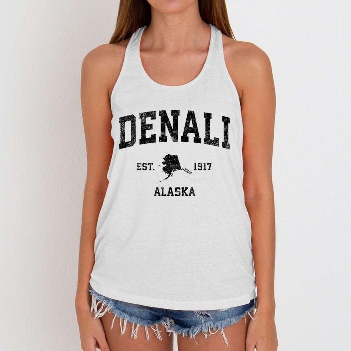 Denali Park Alaska Ak Vintage Established Sports Design Women's Knotted Racerback Tank