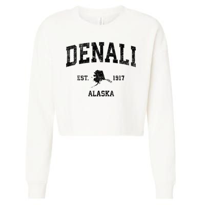 Denali Park Alaska Ak Vintage Established Sports Design Cropped Pullover Crew