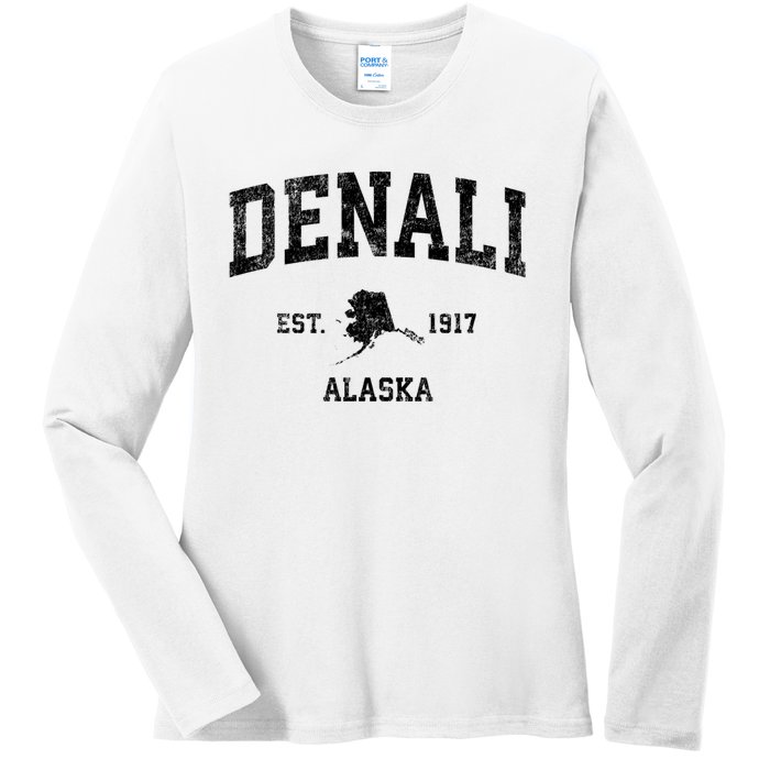 Denali Park Alaska Ak Vintage Established Sports Design Ladies Long Sleeve Shirt