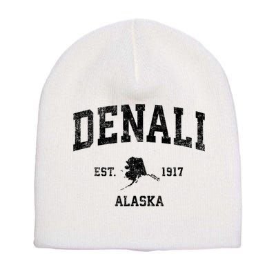 Denali Park Alaska Ak Vintage Established Sports Design Short Acrylic Beanie