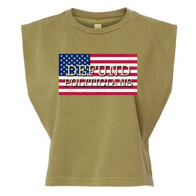 Defund Politicians American Flag Garment-Dyed Women's Muscle Tee