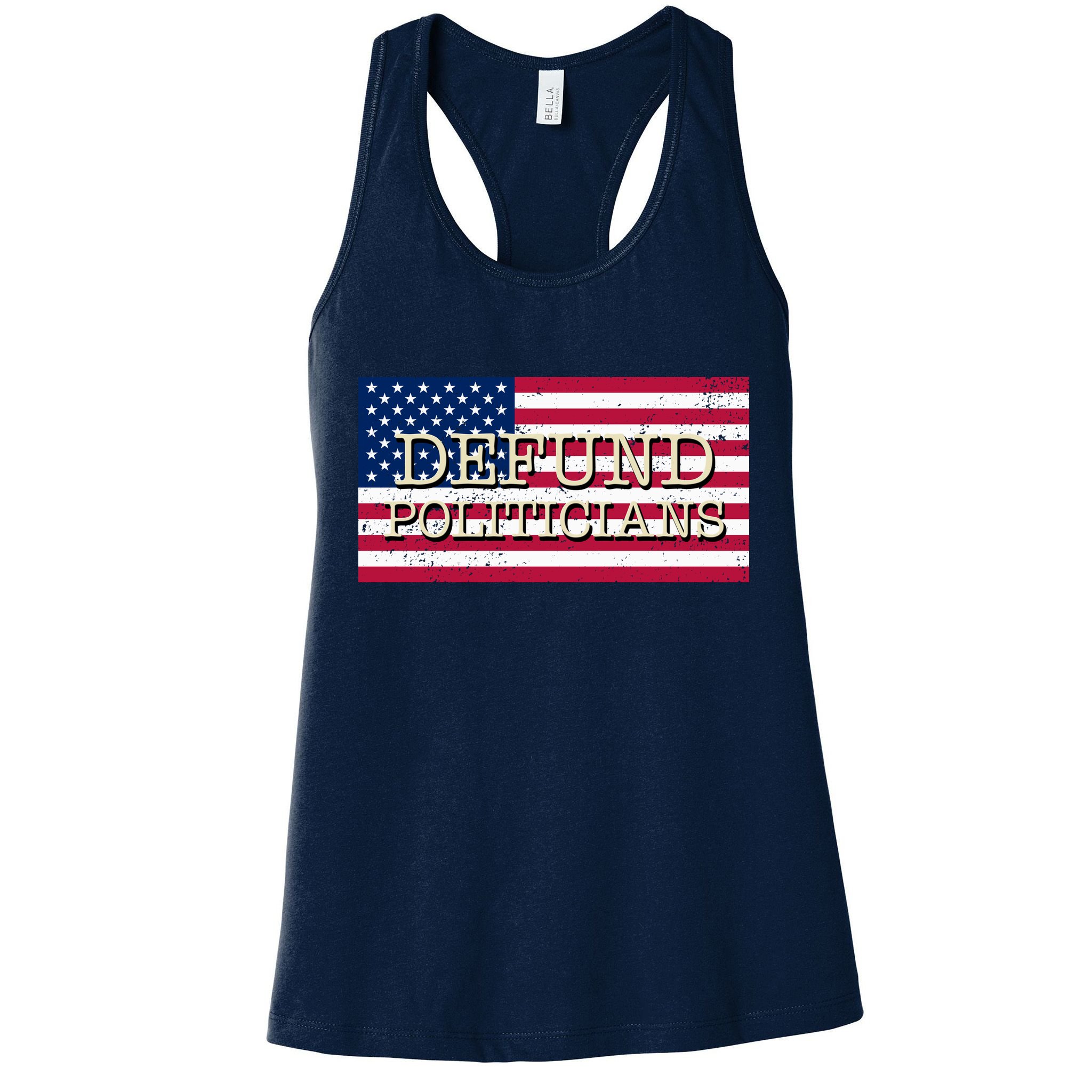Defund Politicians American Flag Womens Tank Top