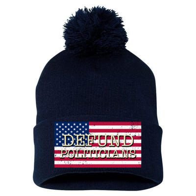 Defund Politicians American Flag Pom Pom 12in Knit Beanie