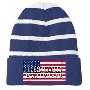 Defund Politicians American Flag Striped Beanie with Solid Band