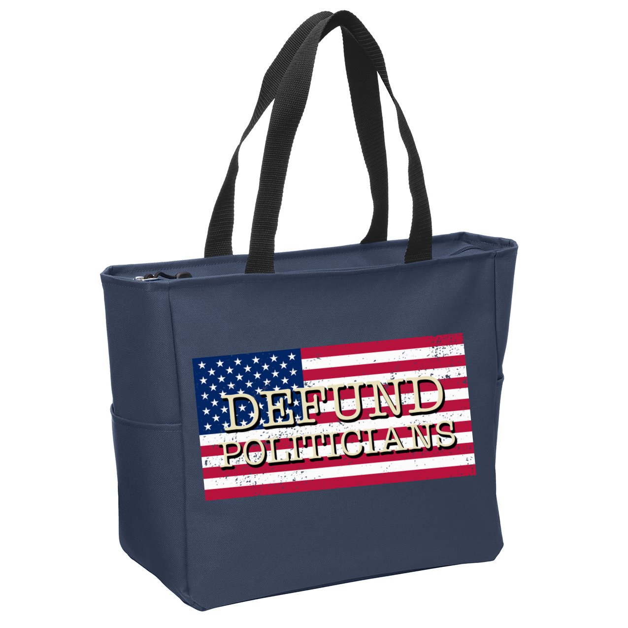 Defund Politicians American Flag Zip Tote Bag
