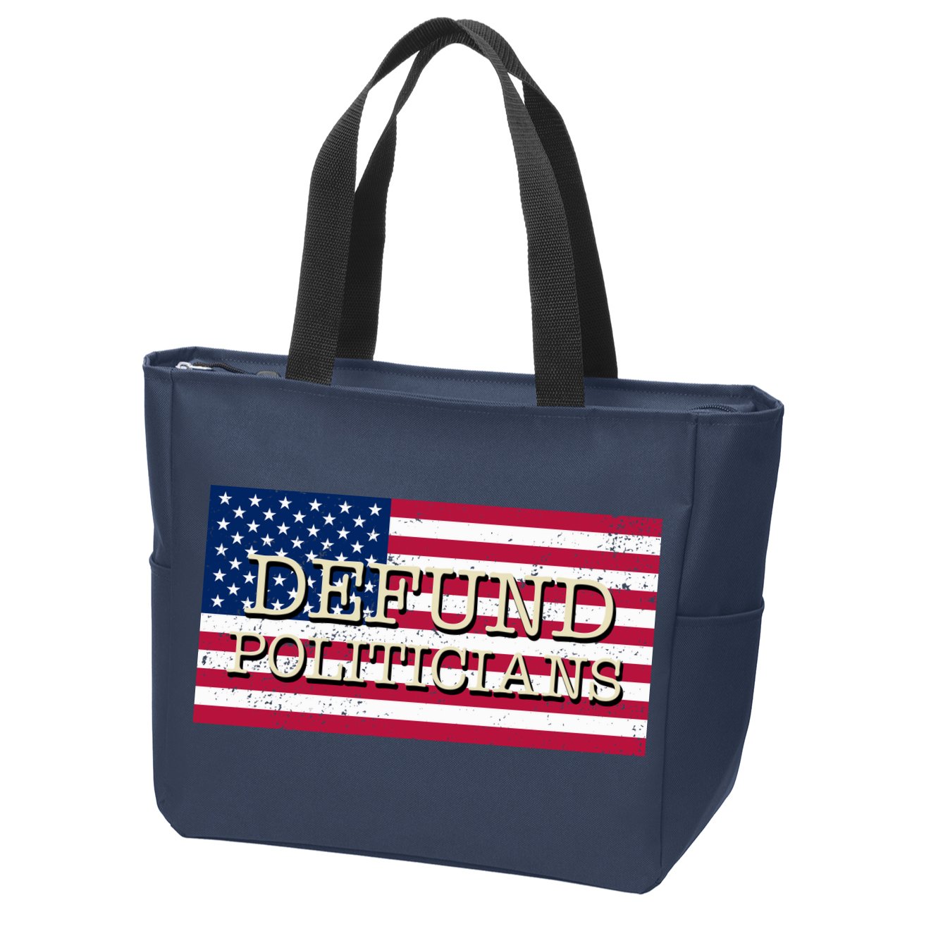 Defund Politicians American Flag Zip Tote Bag