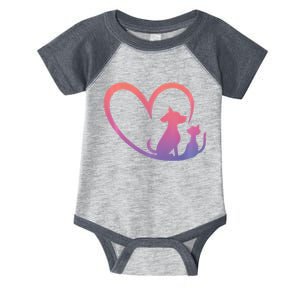 Dog Puppy And Baby Cat Heart Animal Dog & Cat Heart Infant Baby Jersey Bodysuit