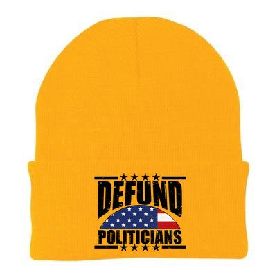 Defund Politicians American USA Flag Knit Cap Winter Beanie