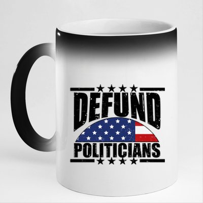 Defund Politicians American USA Flag 11oz Black Color Changing Mug