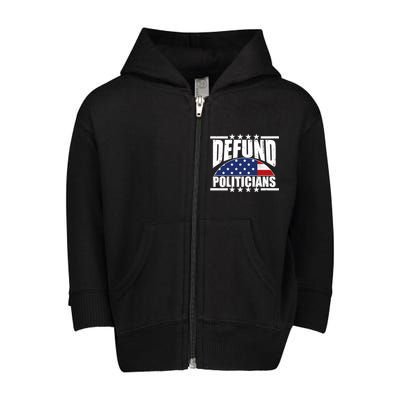 Defund Politicians American USA Flag Toddler Zip Fleece Hoodie