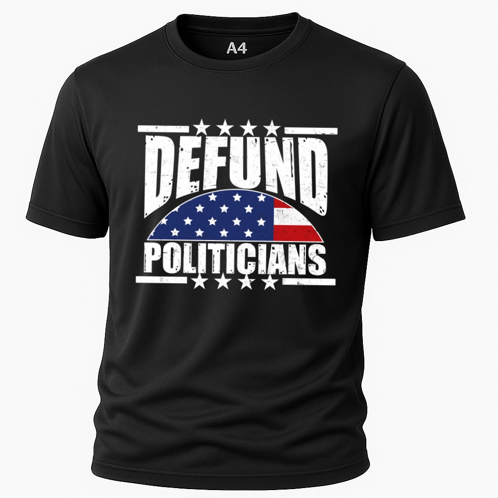 Defund Politicians American USA Flag Cooling Performance Crew T-Shirt