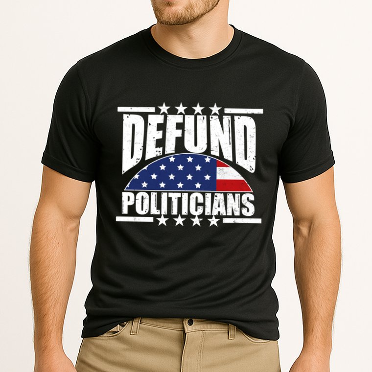 Defund Politicians American USA Flag Cooling Performance Crew T-Shirt