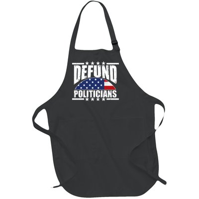 Defund Politicians American USA Flag Full-Length Apron With Pockets