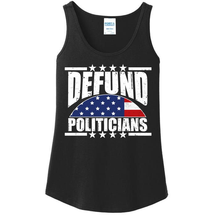 Defund Politicians American USA Flag Ladies Essential Tank