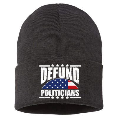 Defund Politicians American USA Flag Sustainable Knit Beanie