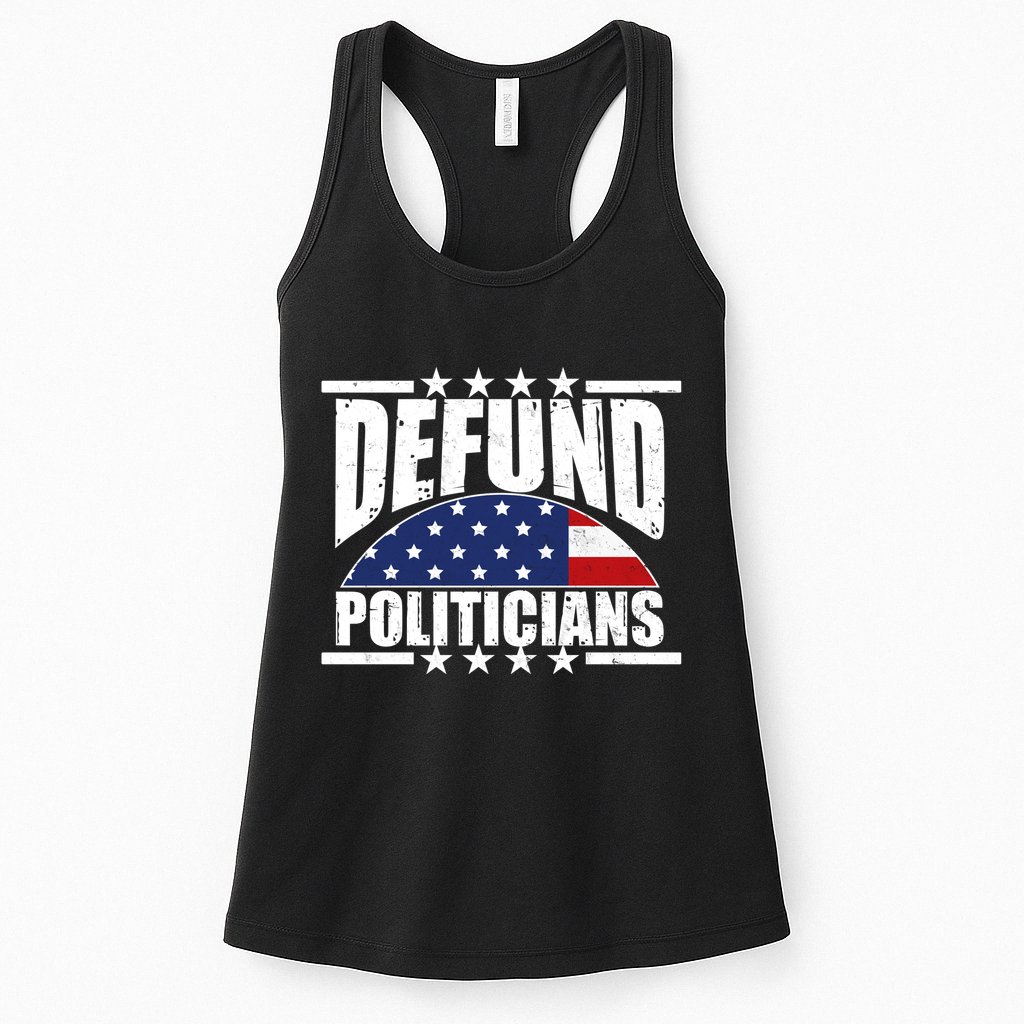 Defund Politicians American USA Flag Womens Tank Top