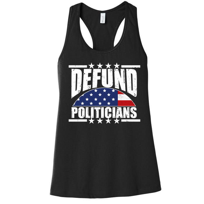 Defund Politicians American USA Flag Women's Racerback Tank