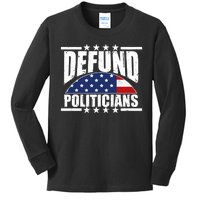 Defund Politicians American USA Flag Kids Long Sleeve Shirt