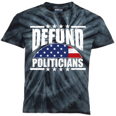 Defund Politicians American USA Flag Kids Tie-Dye T-Shirt