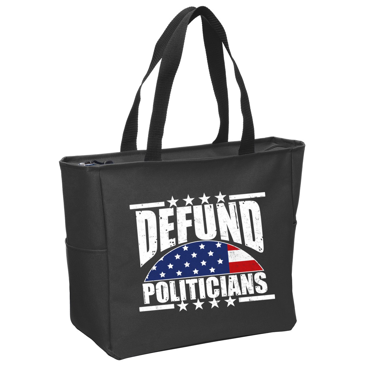 Defund Politicians American USA Flag Zip Tote Bag