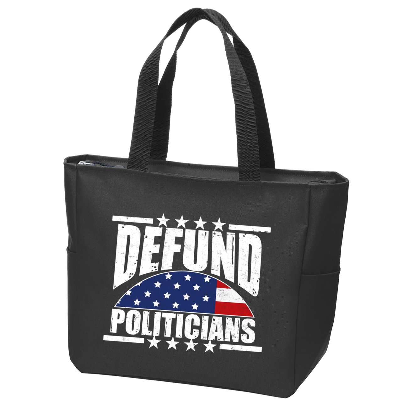 Defund Politicians American USA Flag Zip Tote Bag