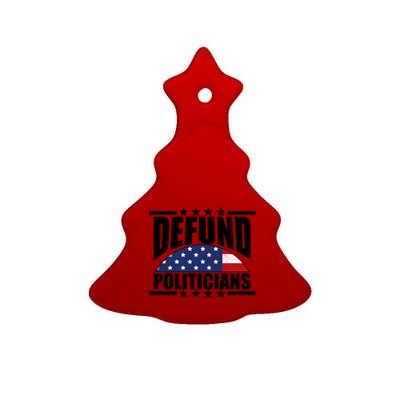 Defund Politicians American USA Flag Ceramic Tree Ornament