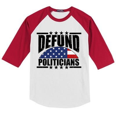 Defund Politicians American USA Flag Kids Colorblock Raglan Jersey