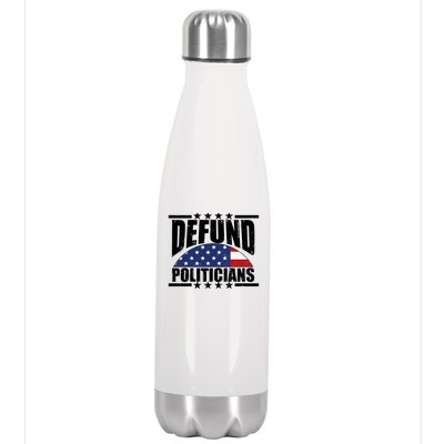 Defund Politicians American USA Flag Stainless Steel Insulated Water Bottle