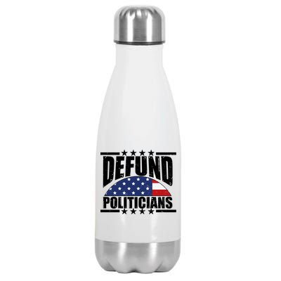 Defund Politicians American USA Flag Stainless Steel Insulated Water Bottle