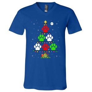 Dog Paws As Christmas Tree Matching Dog Lover Owner Family Great Gift V-Neck T-Shirt