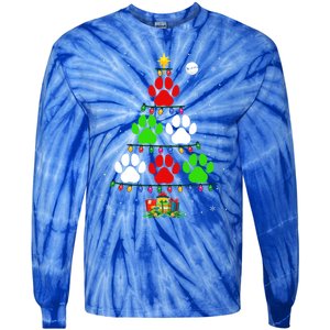 Dog Paws As Christmas Tree Matching Dog Lover Owner Family Great Gift Tie-Dye Long Sleeve Shirt