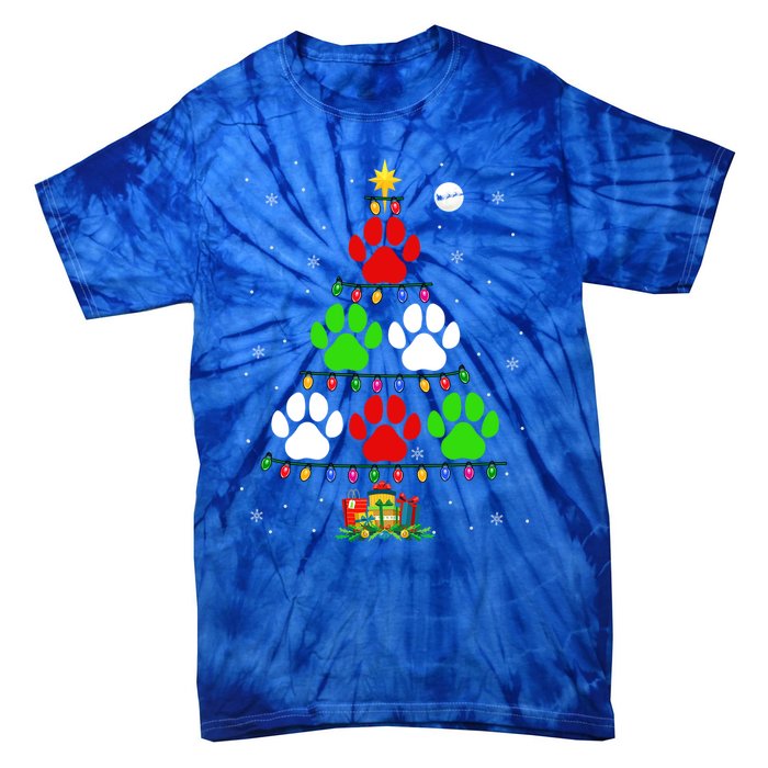 Dog Paws As Christmas Tree Matching Dog Lover Owner Family Great Gift Tie-Dye T-Shirt