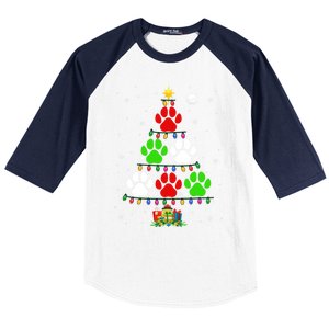 Dog Paws As Christmas Tree Matching Dog Lover Owner Family Great Gift Baseball Sleeve Shirt