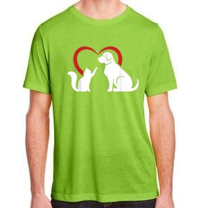 Dog Puppy And Baby Cat Heart Animal Dog & Cat Adult ChromaSoft Performance T-Shirt