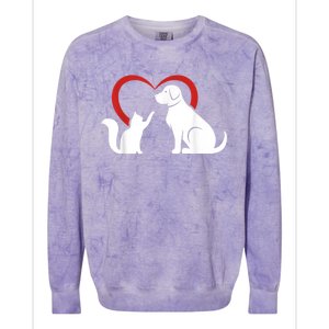 Dog Puppy And Baby Cat Heart Animal Dog & Cat Colorblast Crewneck Sweatshirt