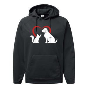 Dog Puppy And Baby Cat Heart Animal Dog & Cat Performance Fleece Hoodie