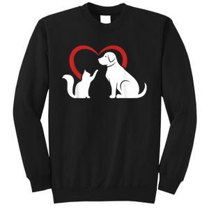 Dog Puppy And Baby Cat Heart Animal Dog & Cat Sweatshirt