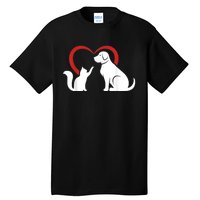 Dog Puppy And Baby Cat Heart Animal Dog & Cat Tall T-Shirt