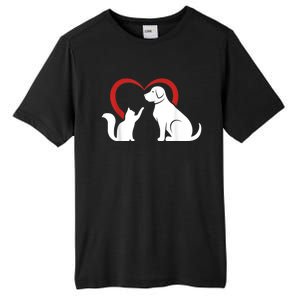 Dog Puppy And Baby Cat Heart Animal Dog & Cat Tall Fusion ChromaSoft Performance T-Shirt