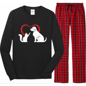 Dog Puppy And Baby Cat Heart Animal Dog & Cat Long Sleeve Pajama Set